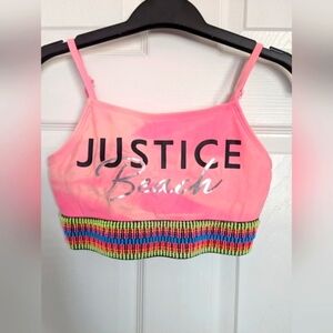 Justice Beach Girls (Size 12/14 - Large) Pink Colorful Bikini/Crop Top